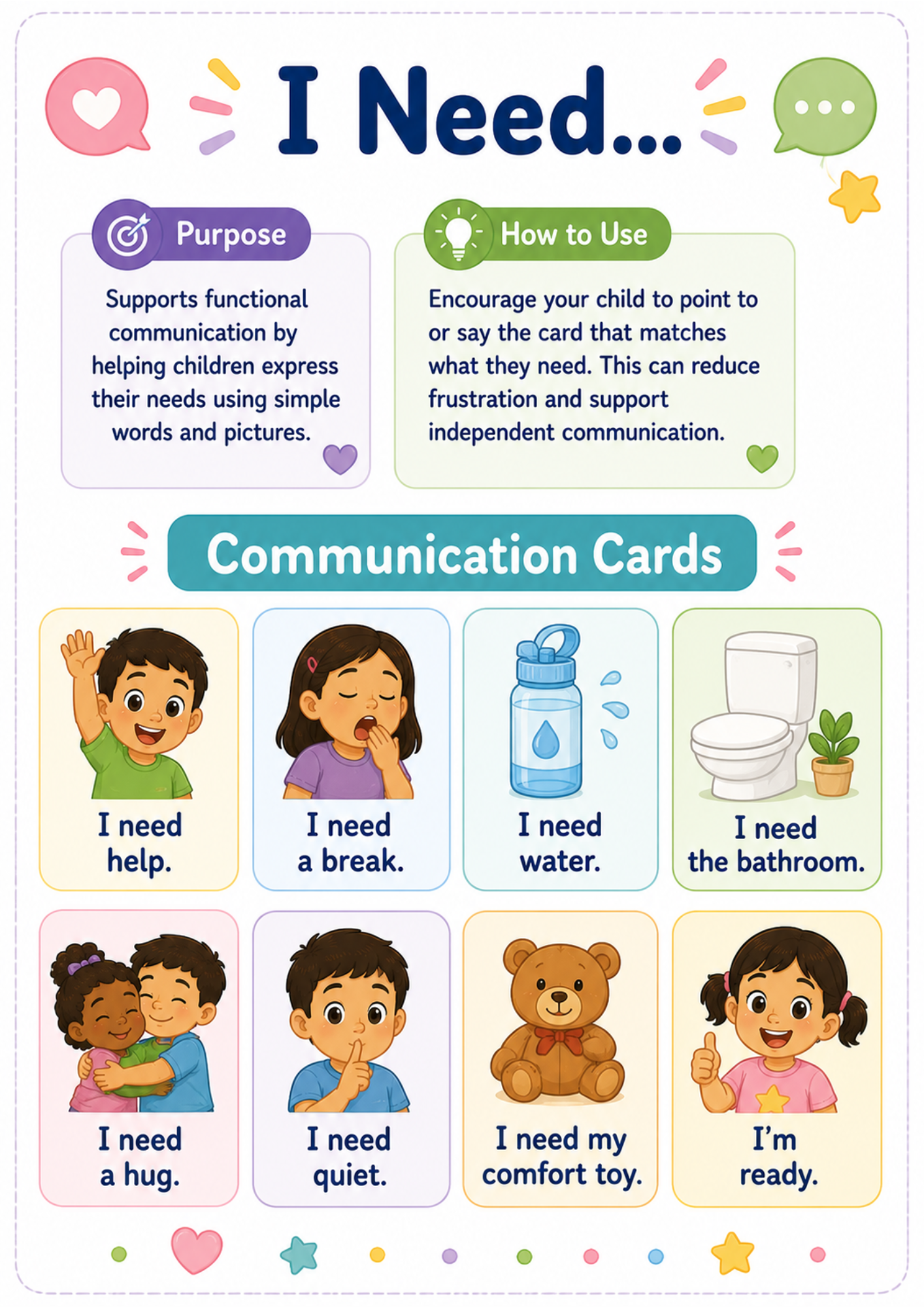 Communication Cards (Printable Set) — preview from the Bonus Printable Toolkit